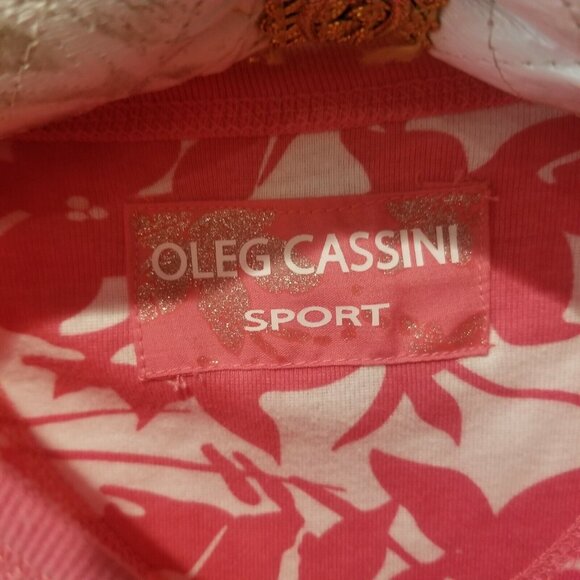 Oleg Cassini Sport Women Pink Striped Button Front Cardigan Sweater Lightweight - Picture 3 of 7